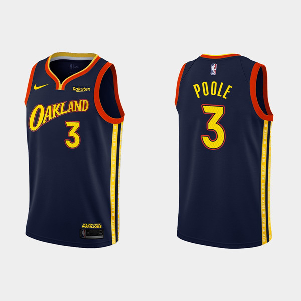 Men's Golden State Warriors #3 Jordan Poole Navy NBA 2020-21 City Edition Stitched Jersey Men's Golden State Warriors #3 Jordan Poole Navy NBA 2020-21 City Edition Stitched Jersey